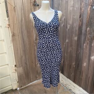 Reformation Floral Blue and White Beauden midi dress size XS